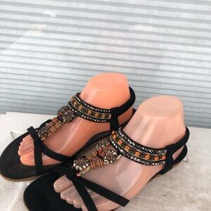 ALICEGANA WOMENS Embellished Rhinestones WALKING SANDALS SIZE WOMEN 9